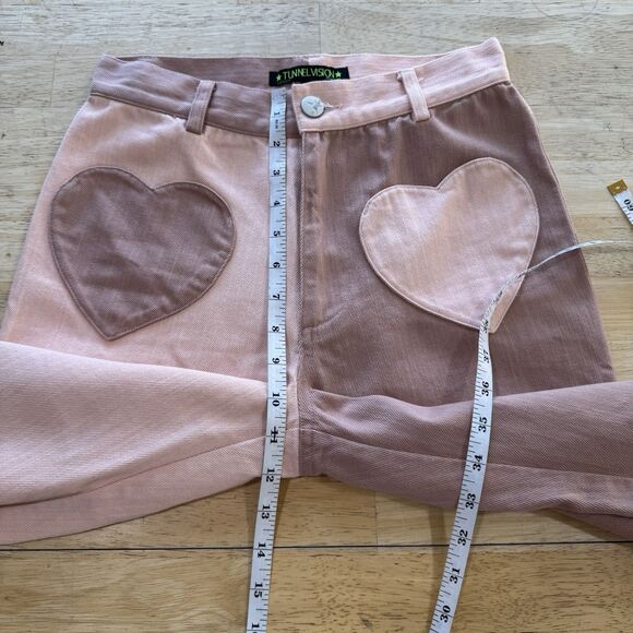 Tunnel Vision Marsha Flare Pants Heart Pockets 70s Twill Cotton Lightweight - Picture 6 of 12